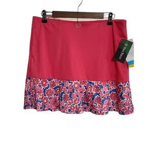 NWT Pro Tour Womens Golf Skort Coral/Blue Floral‎ Pockets Sz L
